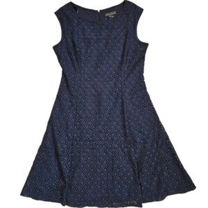 Jessica Howard Navy lace fit & flare dress. Fully lined. Size 12.